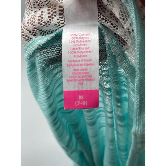 no boundaries 3/4 sleeve shirt green white lace sheer high low swoop neck m READ - Picture 11 of 12